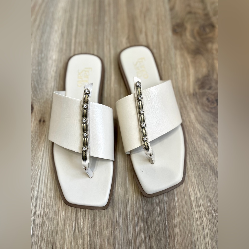 Franco Sarto Megs Sandal Women's Size 7.5 M Cream Leather Upper EUC